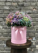 Цветочная композиция из Гипсофила и Розы в шляпной коробке #REPLACE_PRED# Рыбной Слободе