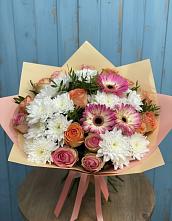 Букет цветов из:  Розы, Герберы и Хризантемы в Рыбной Слободе