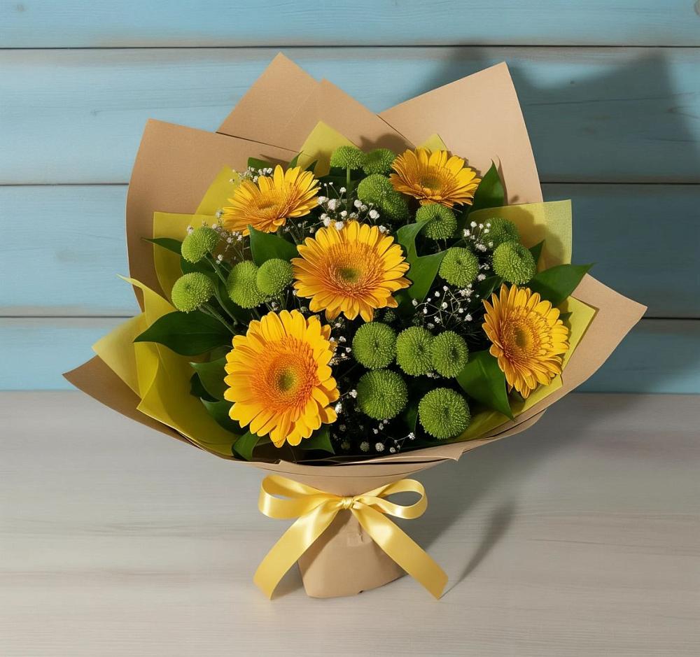 Букет цветов из: Герберы и Хризантемы в Рыбной Слободе