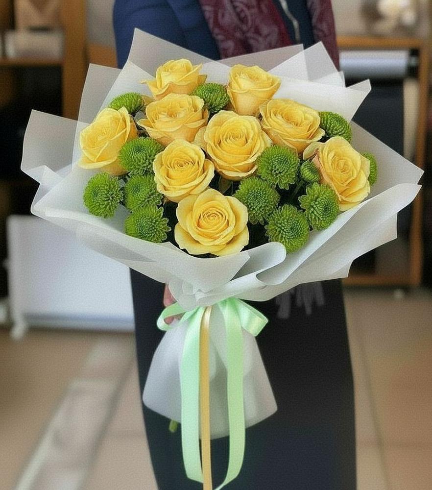 Букет цветов из: Хризантемы и Розы в Рыбной Слободе