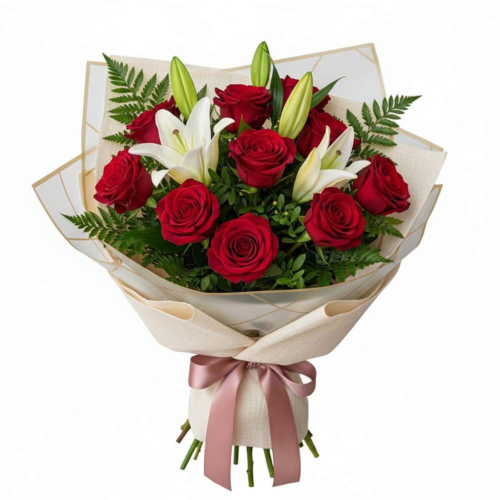 Букет цветов из: Лилии и Розы в Рыбной Слободе