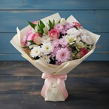 Букет цветов из:  Хризантемы, Альстромерии и Розы в Рыбной Слободе