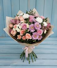 Букет цветов из:  Хризантемы, Розы и Альстромерии в Рыбной Слободе