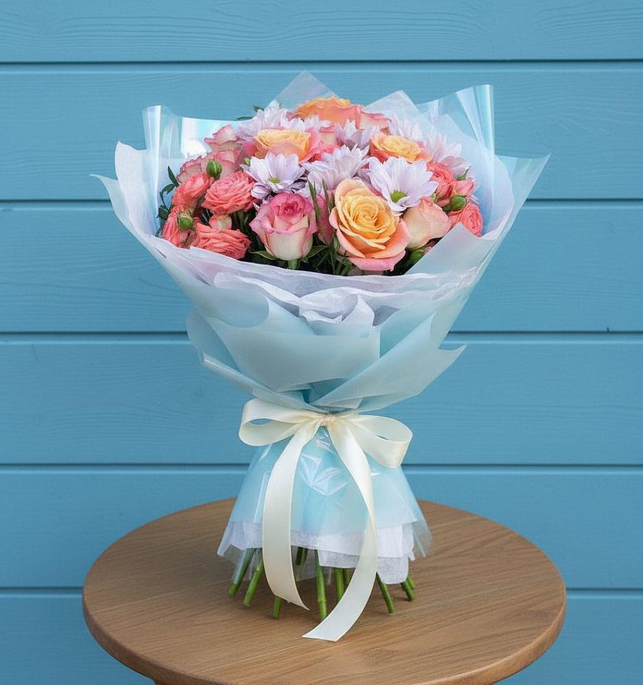 Букет цветов из: Хризантемы и Розы в Рыбной Слободе