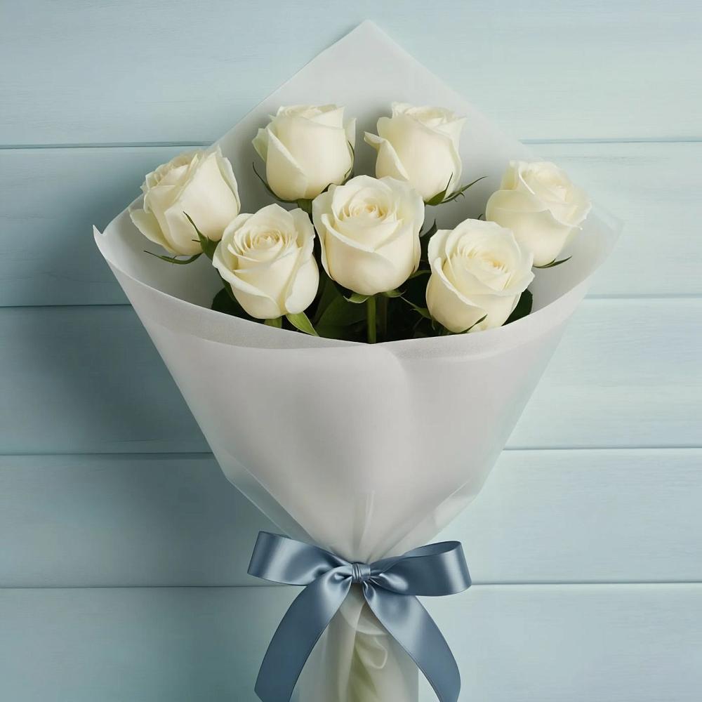 Букет 7 Белых роз Эдлесс Лав в Рыбной Слободе